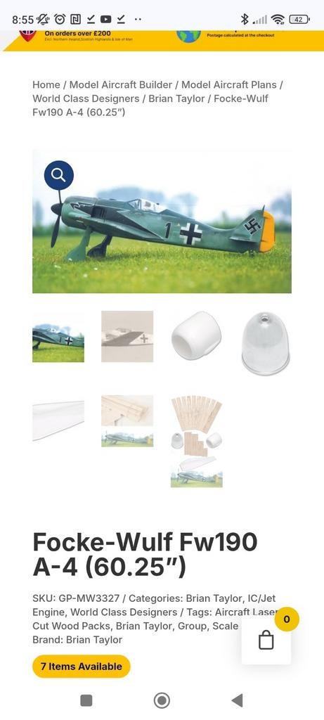 Kit court A4 FW190 de Brian Taylor, Enlèvement ou Envoi