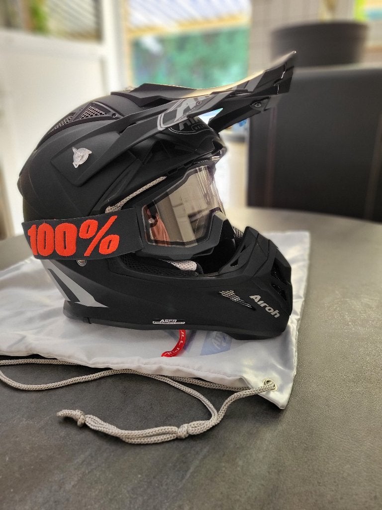 Airoh Aviator ace noir/taille L 59-60cm + masque 100%, Motos, Autres marques, Hommes, L, Casque off road