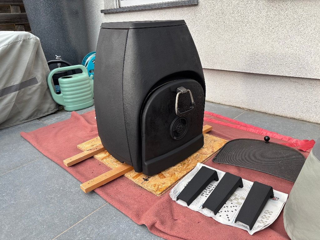 Design houtkachel Jotul - gesloten en open, Enlèvement, Utilisé, Bois, Autoportant