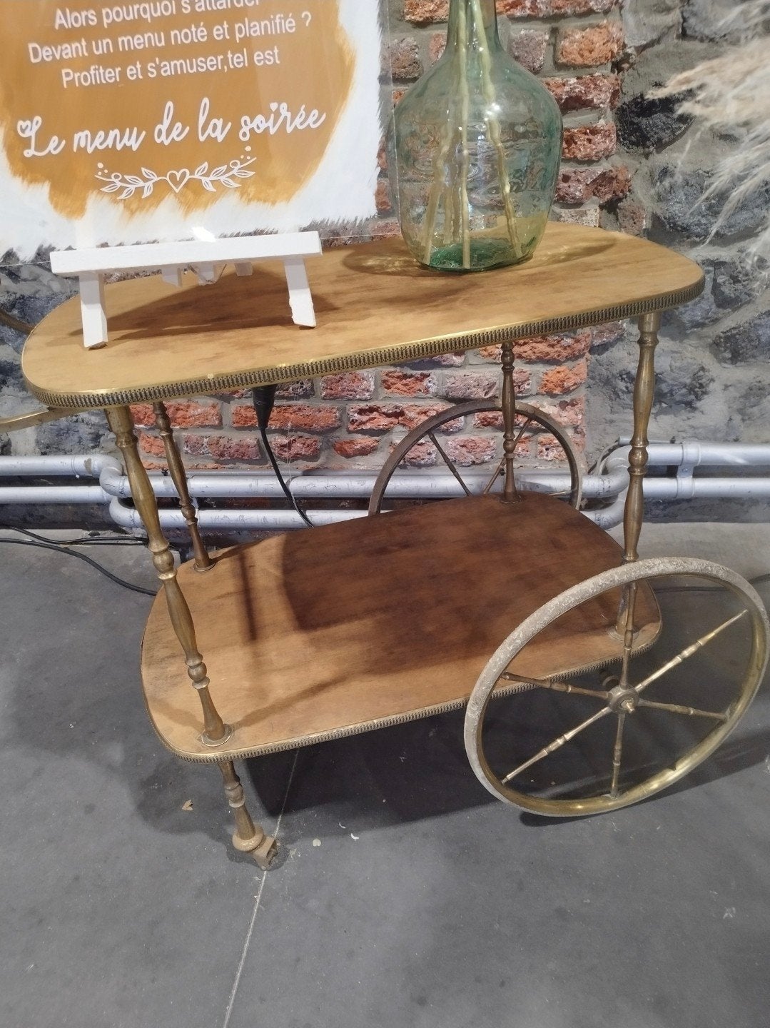 DESSERTE / CHARIOT BAR VINTAGE SUR ROULETTES, Ophalen, Metaal