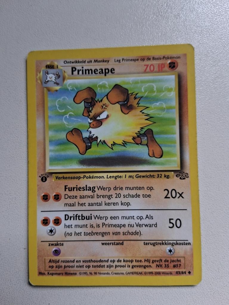 Pokemon kaarten Primeape 1 ste editie, Enlèvement ou Envoi