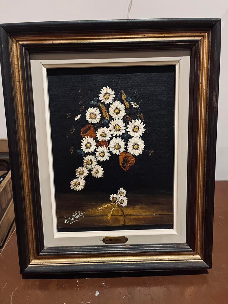 Schilderij bloemen - kunstenaar A De Wolf, Enlèvement