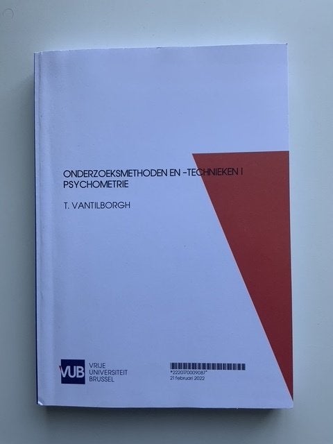 Cursus Onderzoeksmethoden en technieken 1 - Psychometrie, Boeken, Ophalen, Zo goed als nieuw