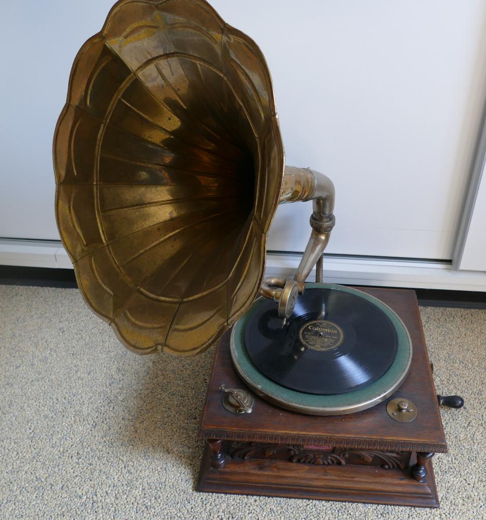 Oude grammofoon His Master Voice (decoratief), Ophalen of Verzenden, Gebruikt, Platenspeler, Overige merken