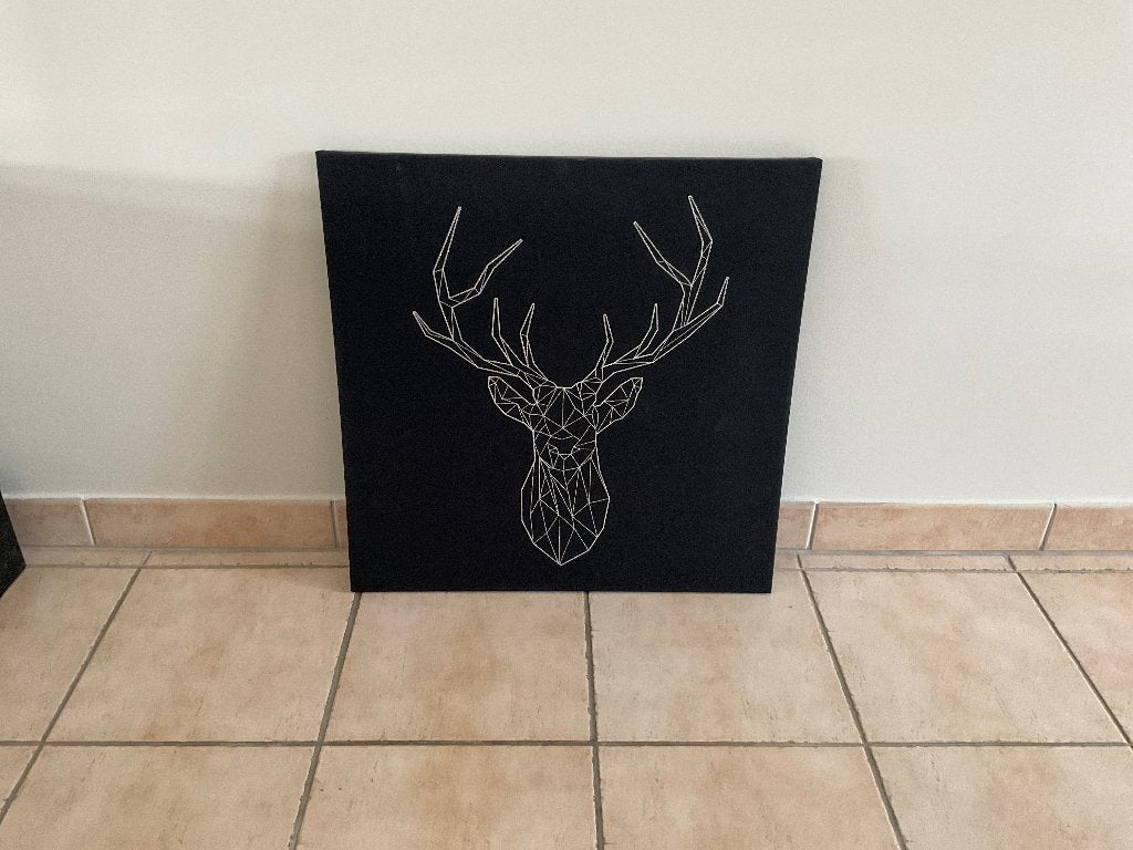 Dierenframe dat een hert voorstelt 57x57cm ### 15,00 ###, Ophalen, 57 cm, Schilderijlijst, Textiel