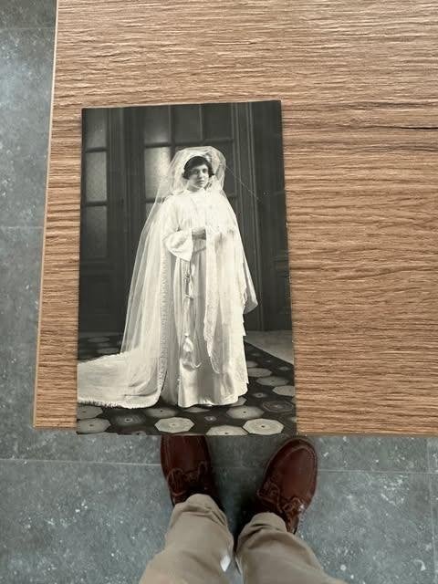 postkaart communicant, Verzamelen, Foto's en Prenten, Ophalen of Verzenden, Zo goed als nieuw, Kind, Foto