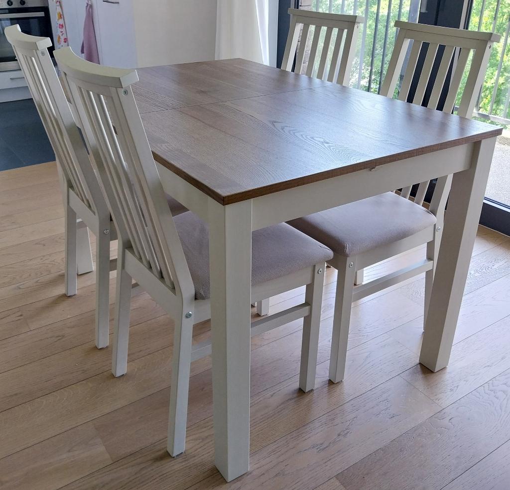 Table extensible 4 chaises Ikea ÅLHULT beige/brun, Maison & Meubles, Tables | Tables à manger, Neuf, 50 à 100 cm, 100 à 150 cm