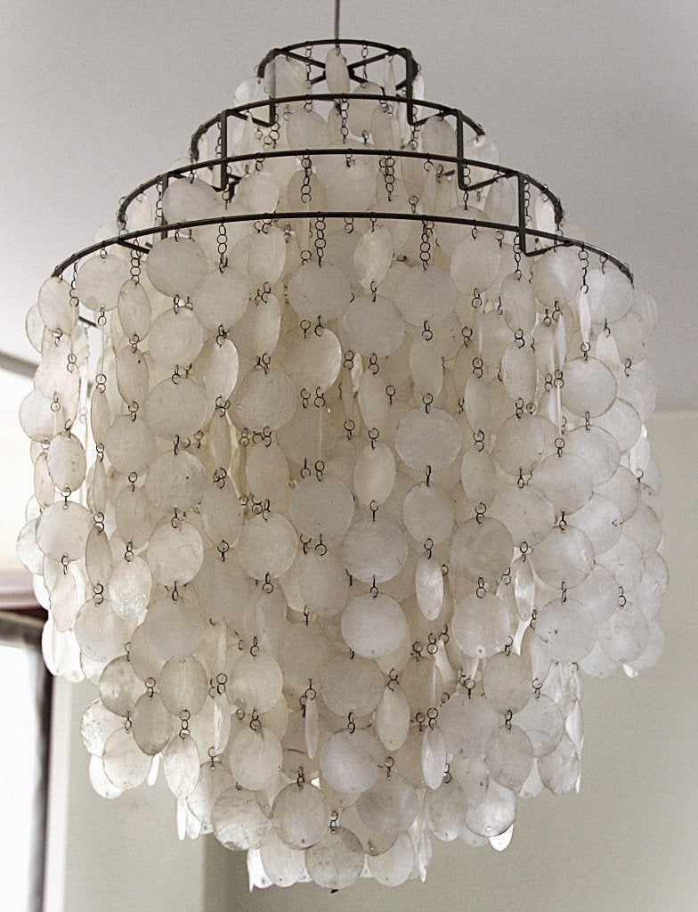 Verpan hanglamp, Huis en Inrichting, Lampen | Hanglampen, Ophalen, Gebruikt, Natuurlijk materiaal, Design