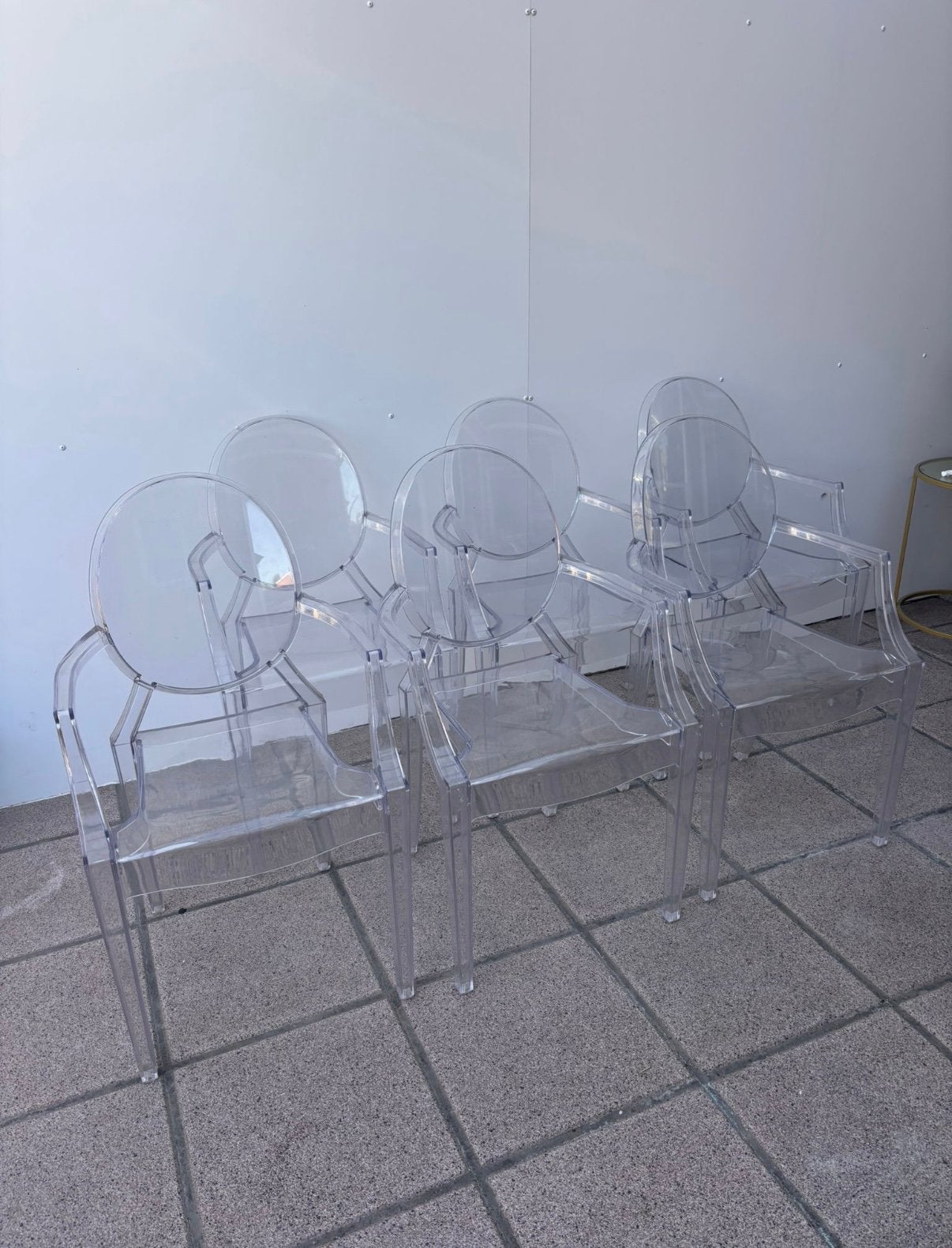 Set van 6 transparante stoelen, Ophalen, Zo goed als nieuw, Kunststof