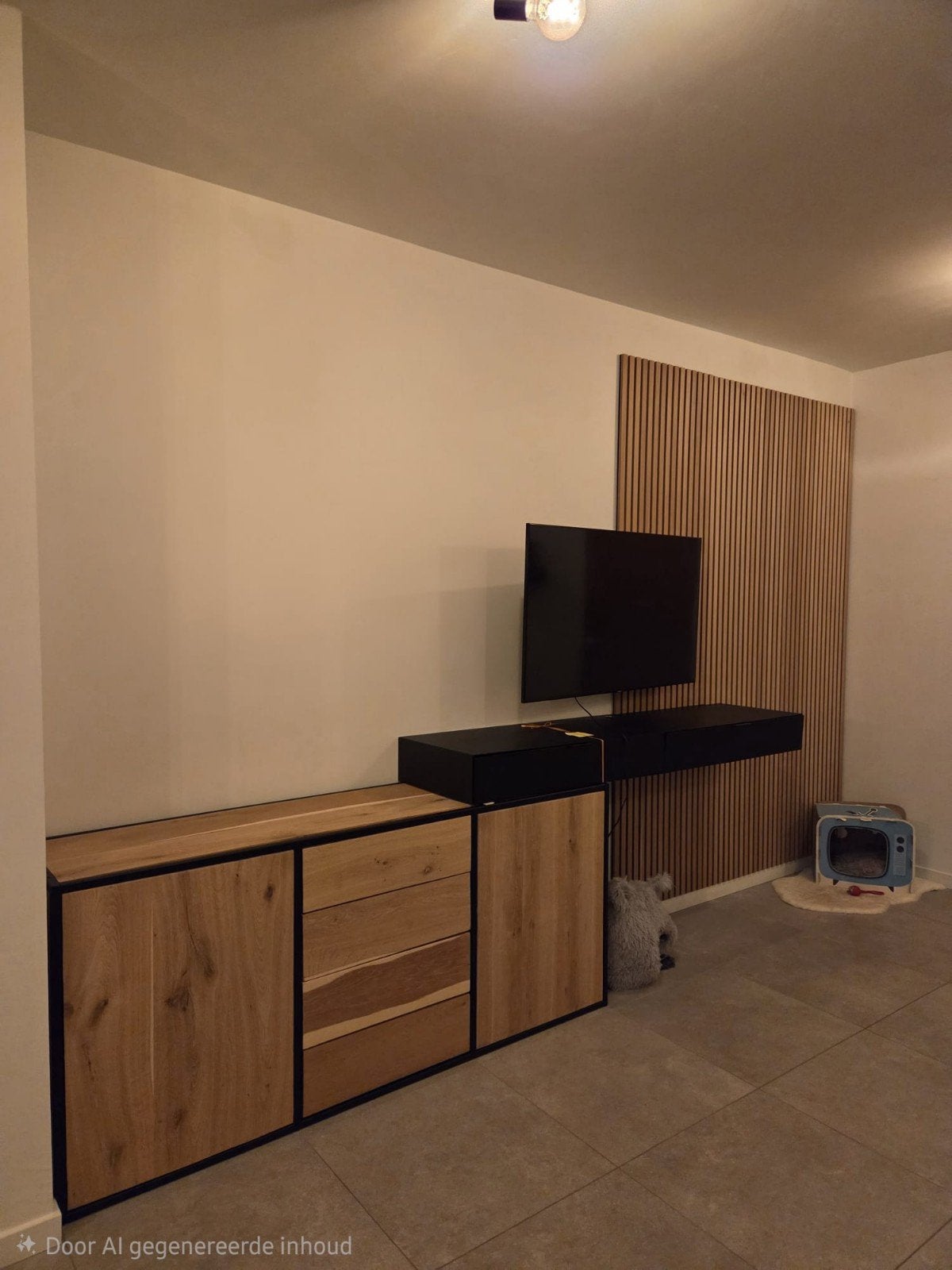 Eiken kast met metalen frame + metalen balk (prijs o.t.k.), Ophalen