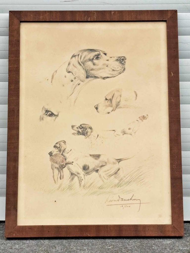 Lithographie signe Léon danchin, Ophalen of Verzenden, Lithografie