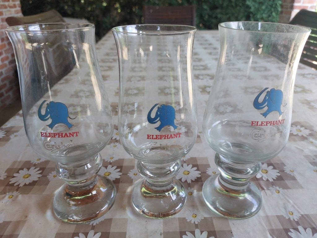 Vintage bierglazen Carlsberg 'Elephant' 0,5 liter, Collections, Enlèvement ou Envoi, Comme neuf, Verre ou Verres, Autres marques
