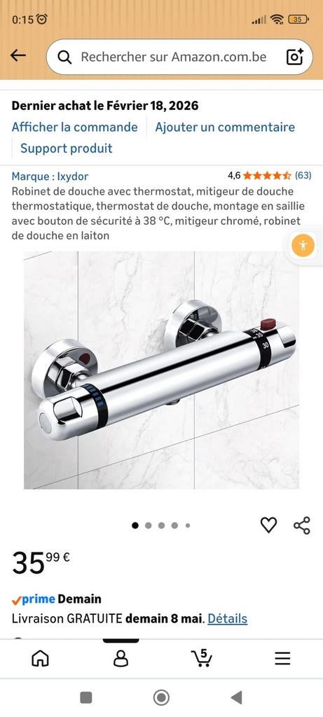 Robinet de douche avec réglage de la température., Bricolage & Construction, Sanitaire, Douche