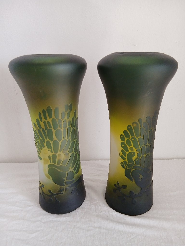 2 VASE RARE ANDRE MULLER VAL SAINT LAMBERT 1900 SIGNE, Antiek en Kunst, Ophalen of Verzenden