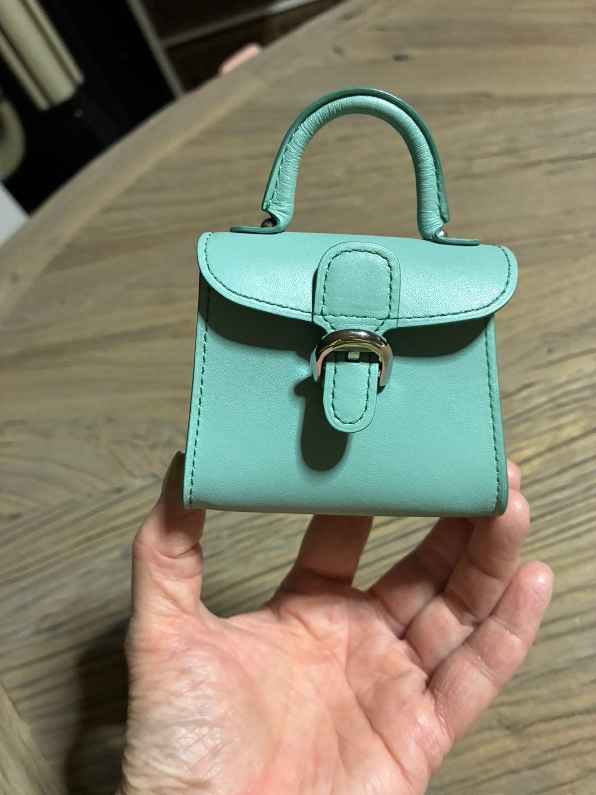 Delvaux charm in turquoise leder, Ophalen of Verzenden, Zo goed als nieuw