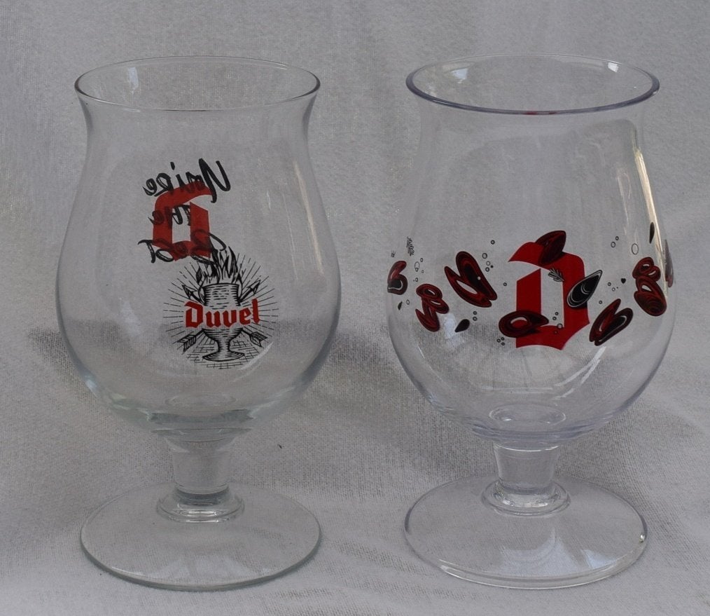 Duvel / 2 glazen waarvan 1 in hardplastic / # 1, Verzamelen, Verzenden, Nieuw, Glas of Glazen, Duvel