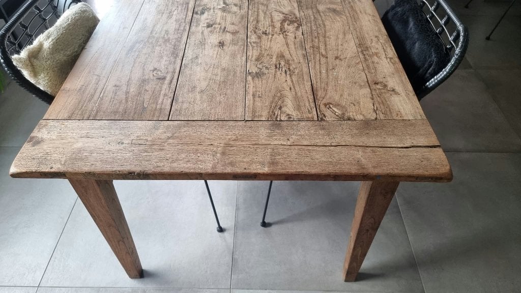 Antieke teak tafel, Huis en Inrichting, Tafels | Eettafels, Ophalen, Gebruikt, 100 tot 150 cm, Teakhout