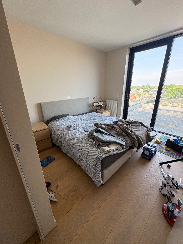 Bed te koop, Tissu, Beige, Enlèvement, Utilisé