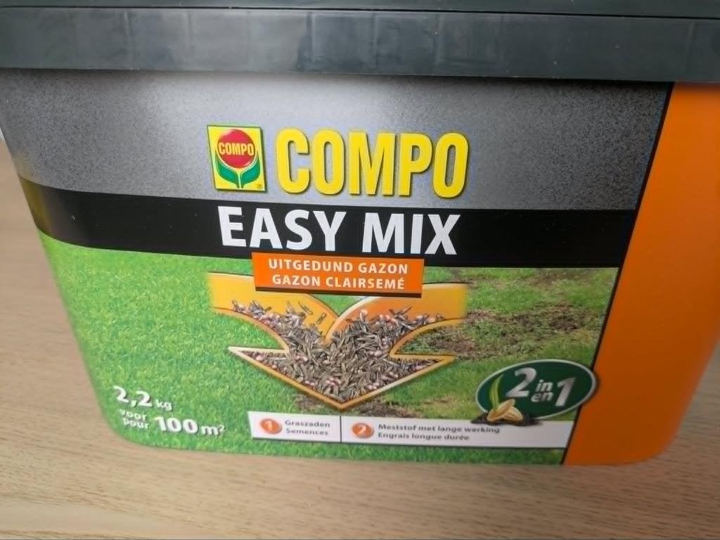 Grasvoeding met zaad 2,2kg - Compo Easy Mix, Jardin & Terrasse, Gazon & Gazon artificiel, Enlèvement ou Envoi, Neuf, 20 m² ou plus