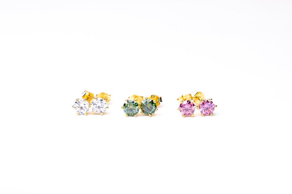 Boucles d'oreilles avec Moissanite, Or, Avec pierre précieuse, Argent, Envoi