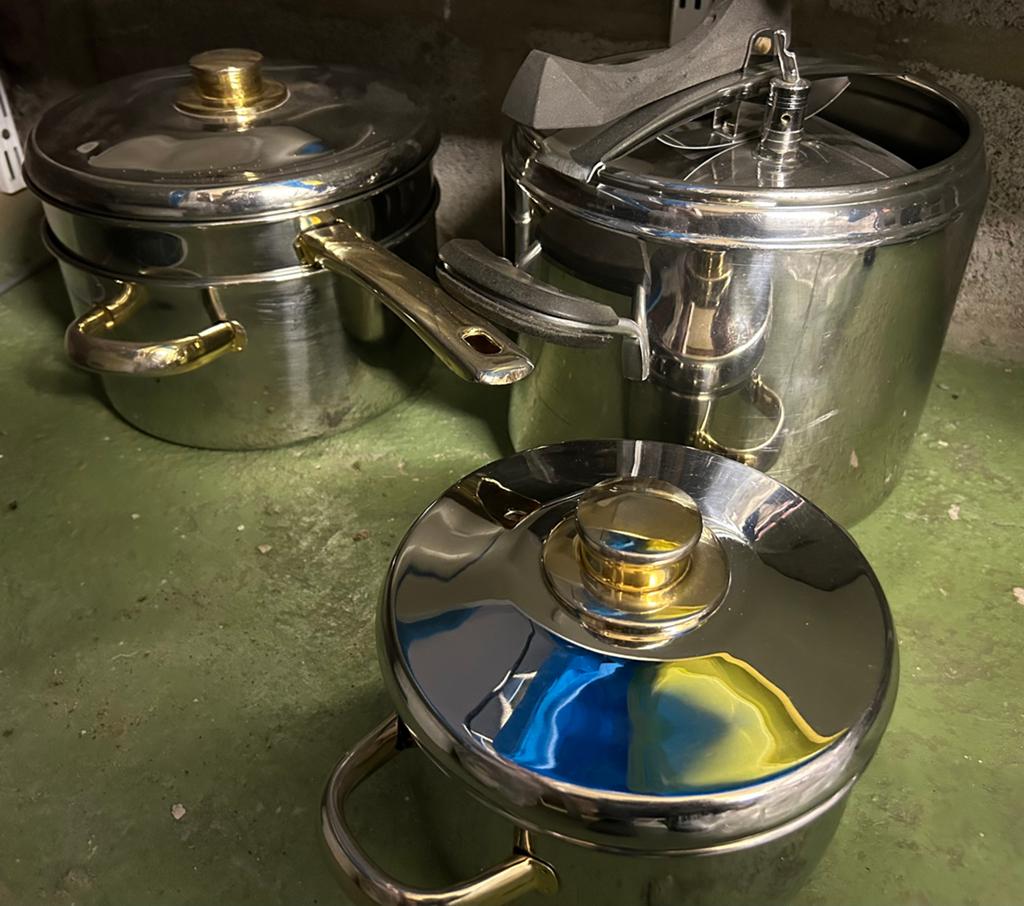 Diverse inox potten en pannen, Huis en Inrichting, Keuken | Potten en Pannen, Ophalen, Gebruikt, Inox