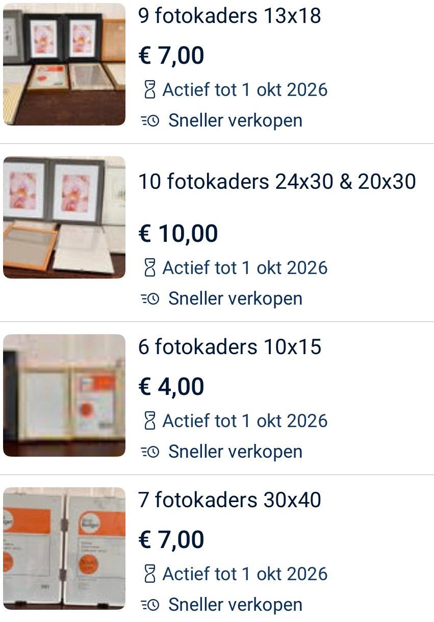 32 fotokaders. Meerdere afmetingen., Huis en Inrichting, Ophalen, Zo goed als nieuw
