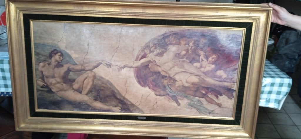 Tableau reproduction d'art  Michelangelo 120cm x 67cm, Enlèvement, Encadré, Peinture à l'huile, Toile