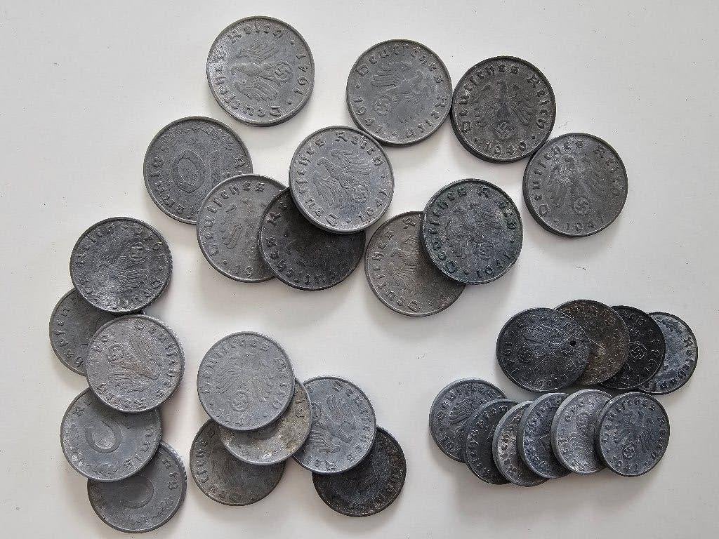 Lot 30 NS Duitsland munten met kruisjes WWII, Ophalen of Verzenden, Duitsland, Setje
