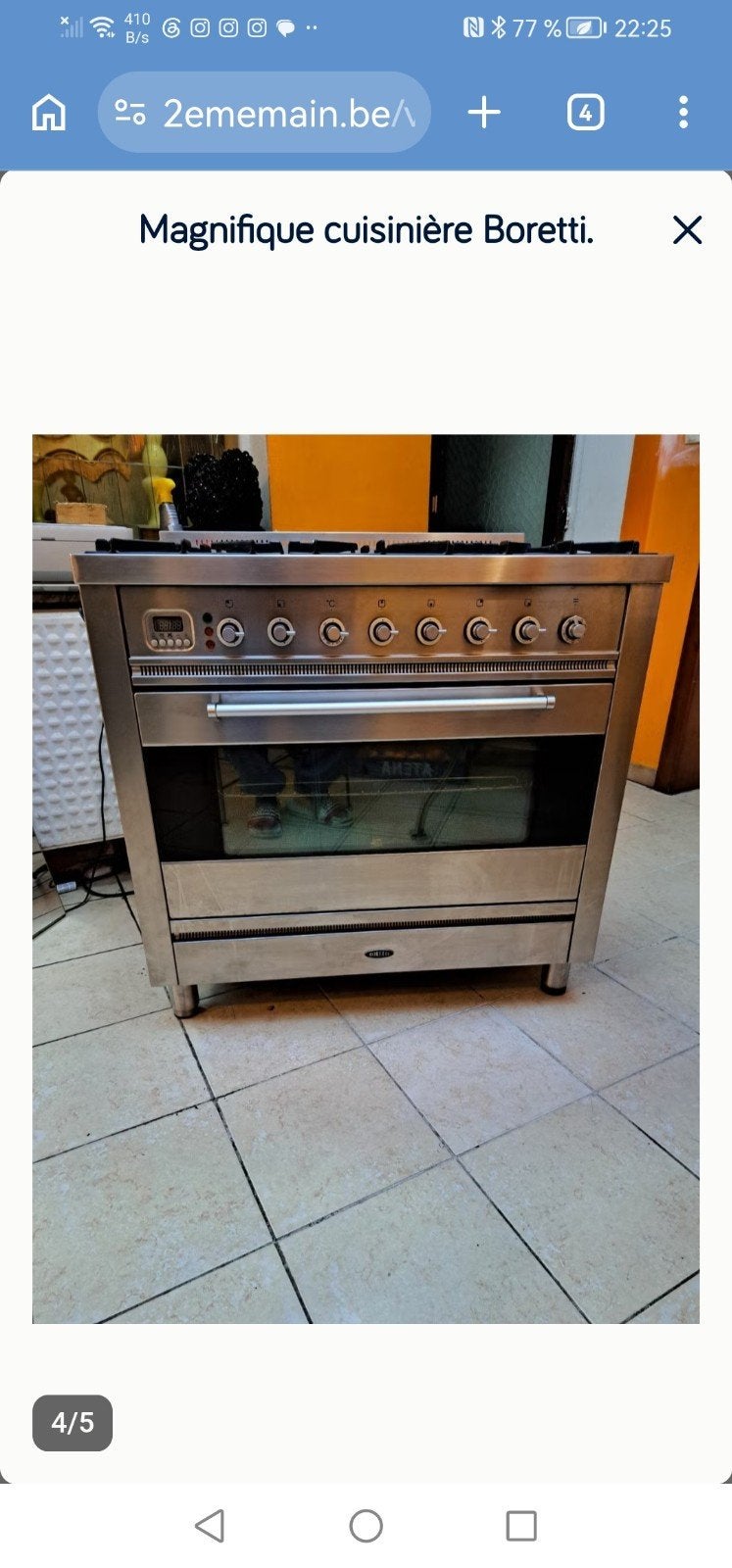 magnifique cuisinière Boretti, Electroménager, Gaz, Enlèvement, Utilisé, 5 zones de cuisson ou plus