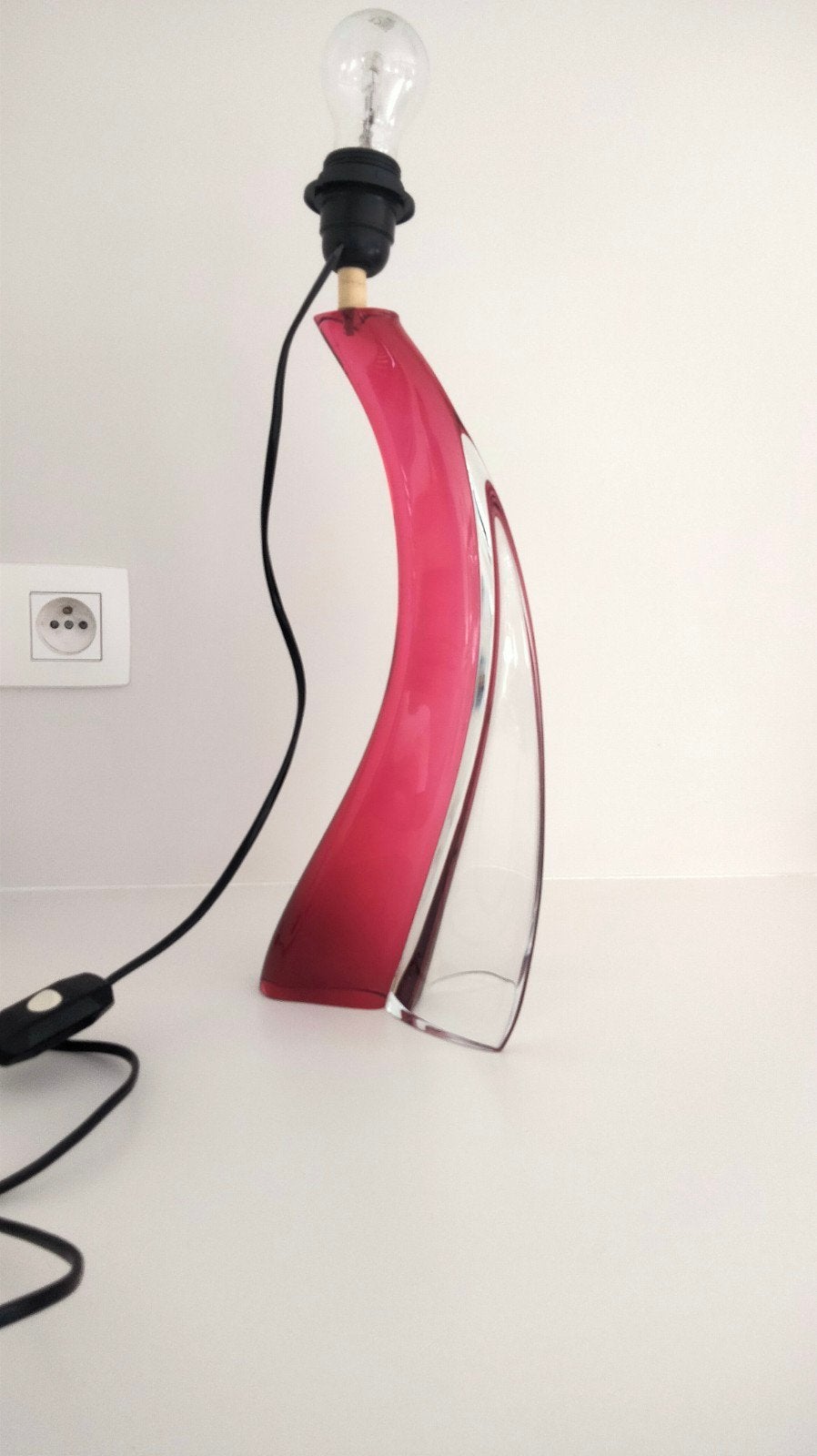 vintage design lamp VSL Val Saint-Lambert, Antiek en Kunst, Ophalen, 44 cm, Lamp, Glas