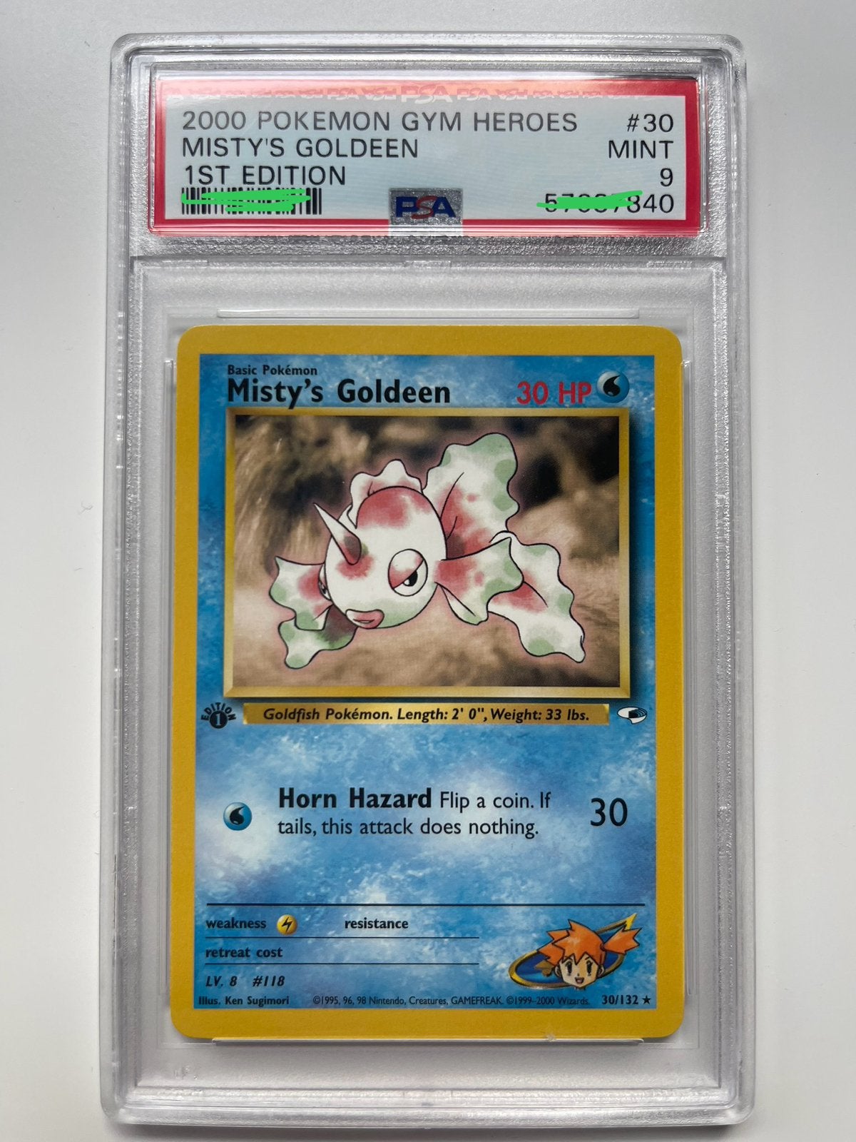 Misty’s GOLDEEN 1st edition PSA 9 Pokemon, Enlèvement ou Envoi, Comme neuf