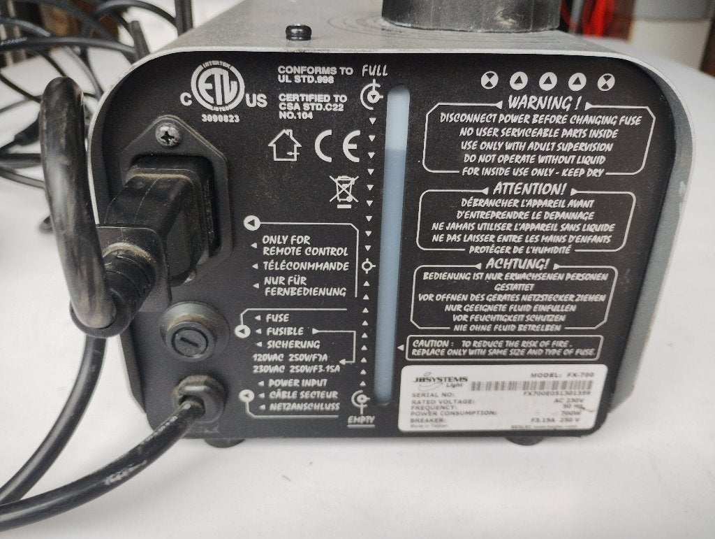 Rookmachine FX-700, Musique & Instruments, Enlèvement, Utilisé, Détecteur de fumée