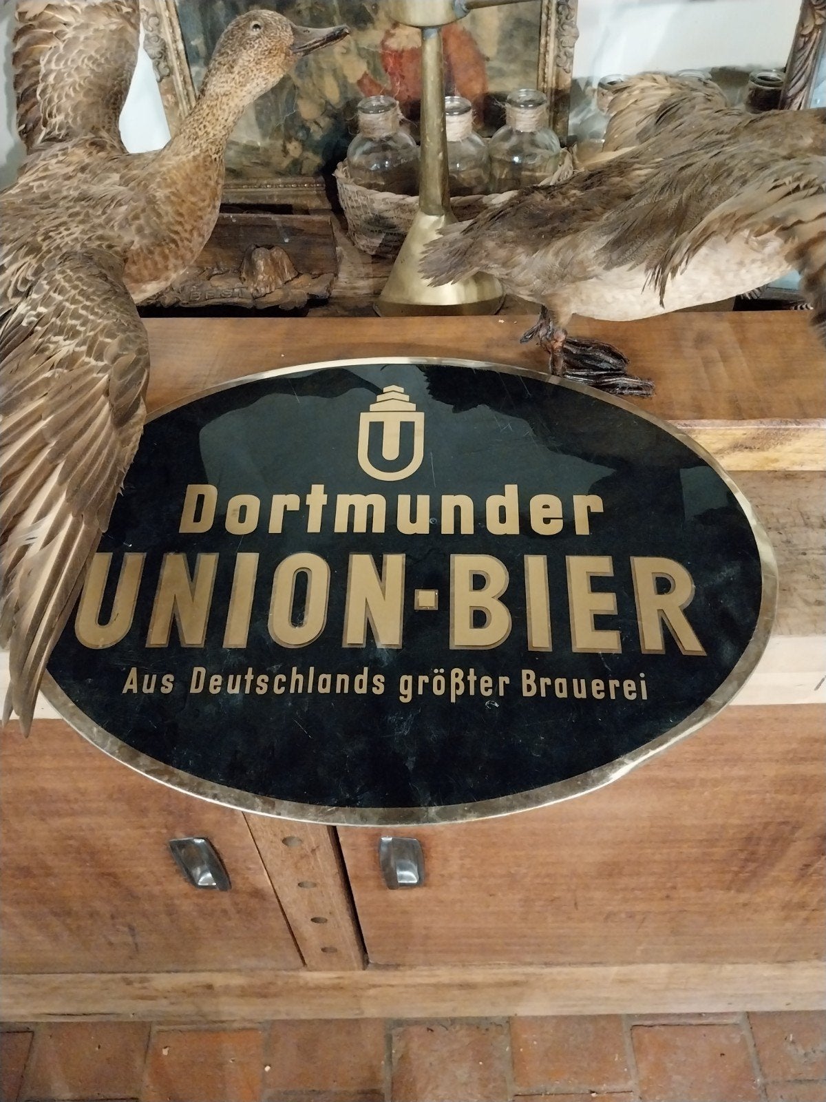 vintage glasschild Dortmunder Union, Ophalen of Verzenden