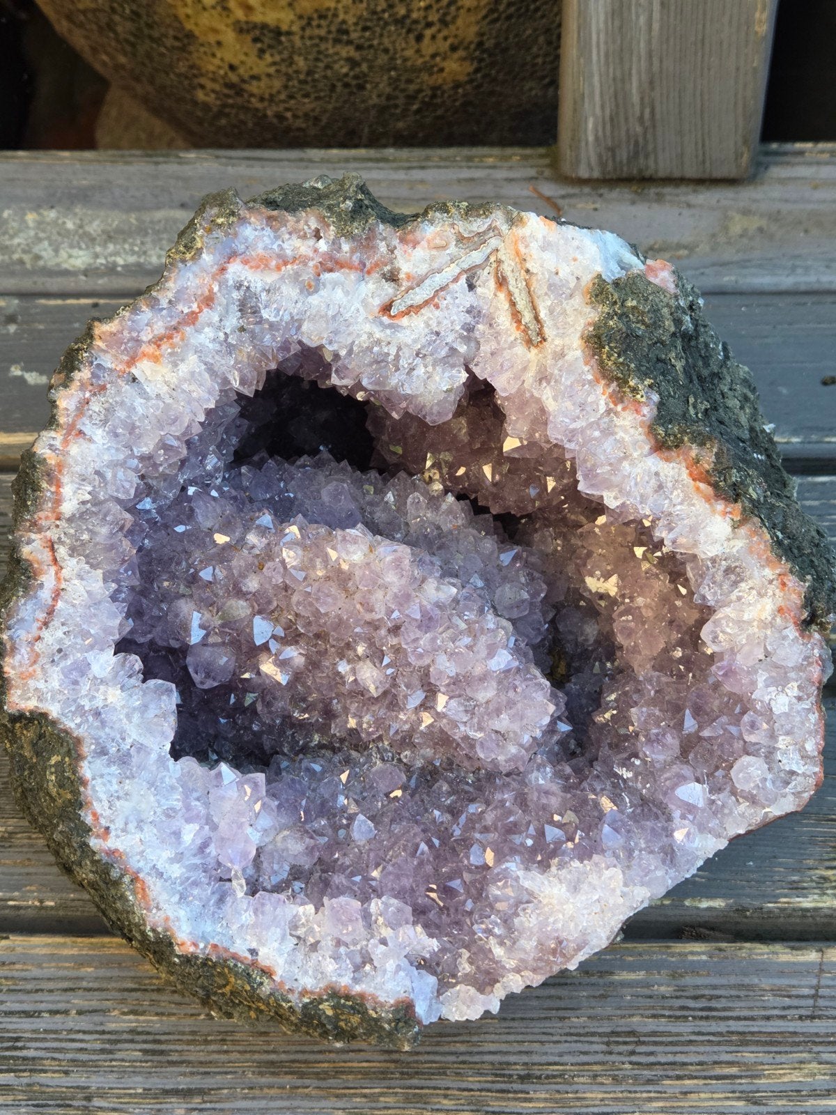 Natuurlijke amathist geode uit marokko, Ophalen of Verzenden