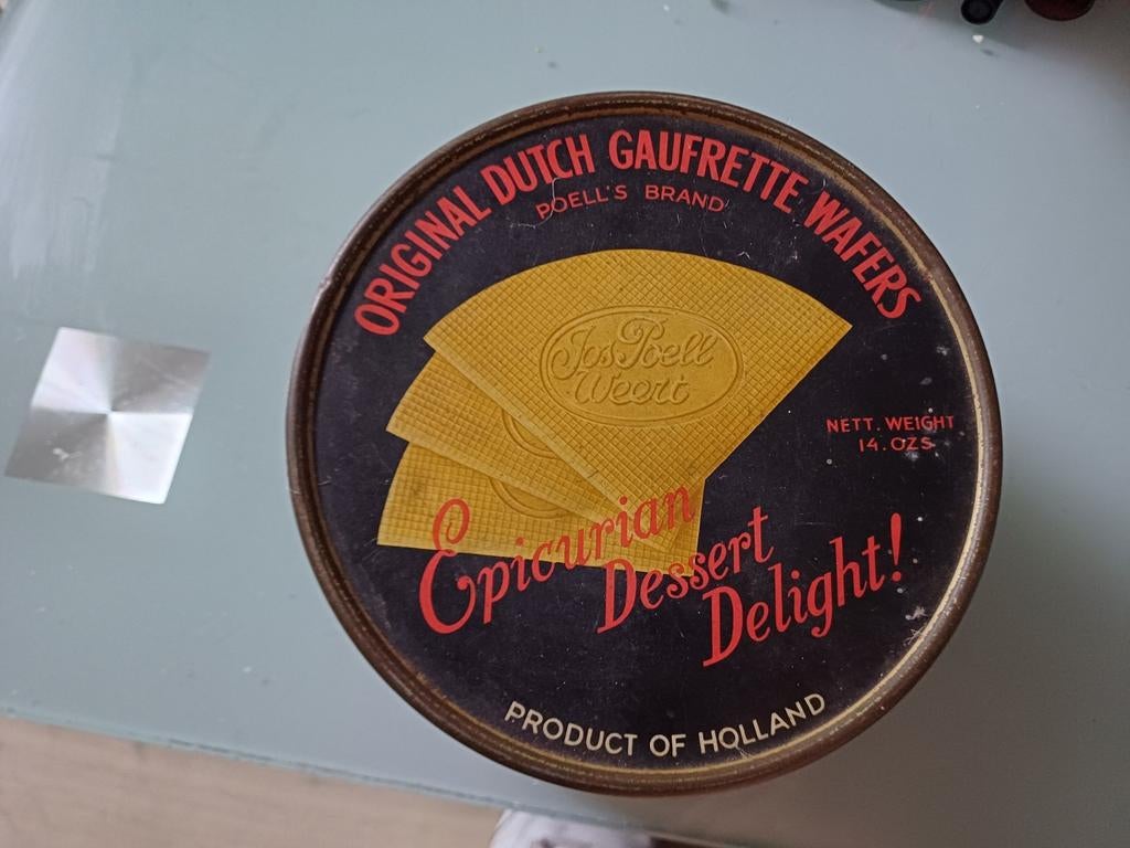 Oude metalen doos Wafers Holland(JosPoell), Verzamelen, Blikken, Ophalen of Verzenden, Gebruikt, Koek(jes)