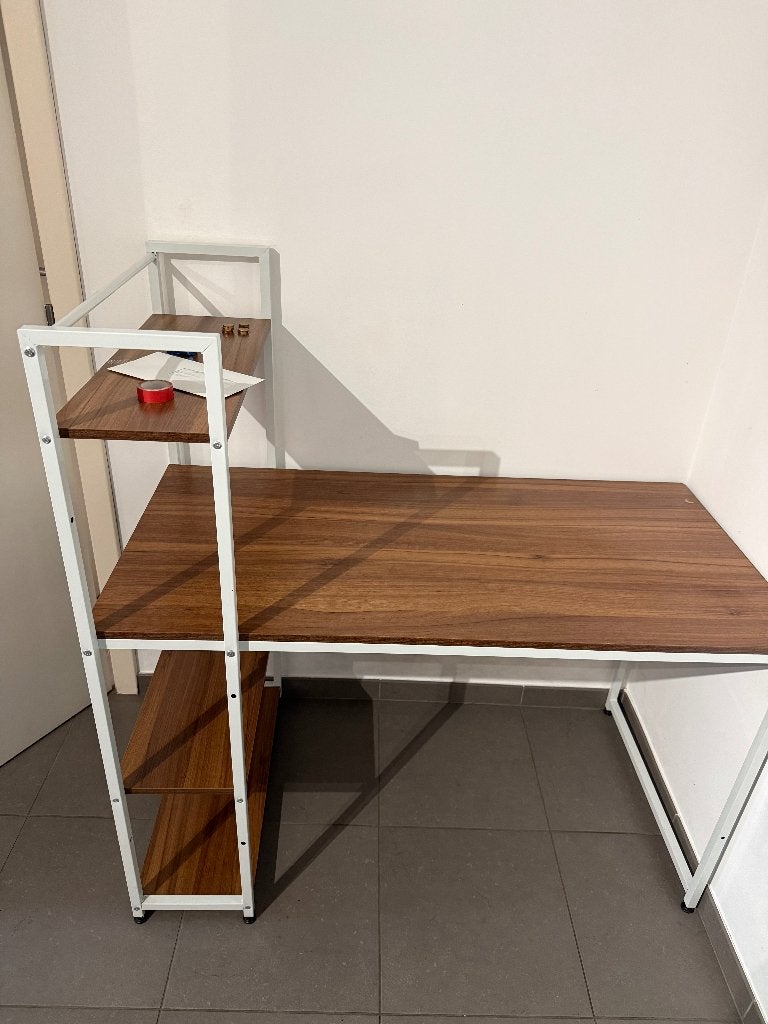 BUREAU AVEC ÉTAGÈRES INTÉGRÉES, Métal, Démontable, Comme neuf, Enlèvement