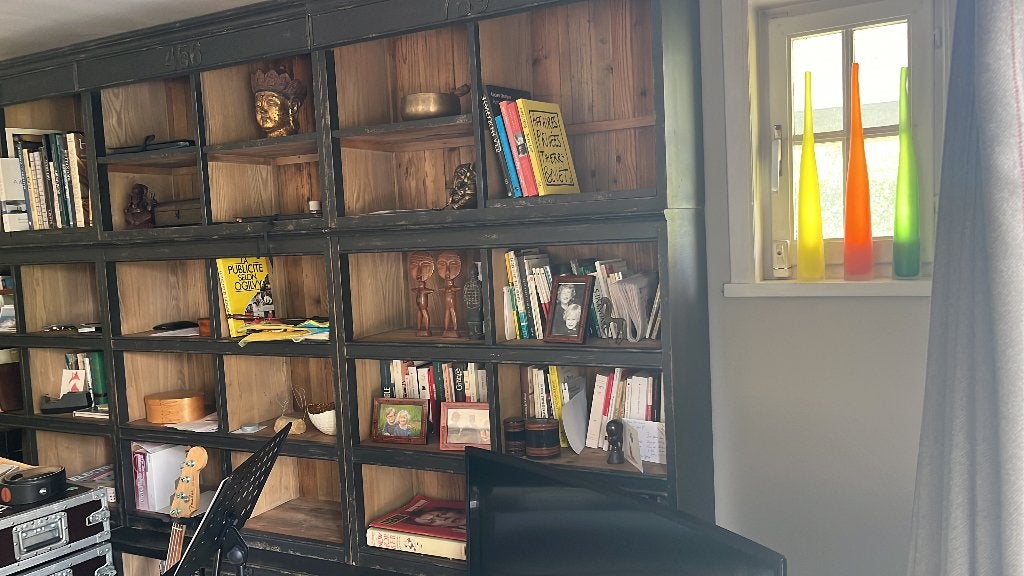 Bibliothèque de salon, Pin, 25 à 50 cm, Avec porte(s), 200 cm ou plus