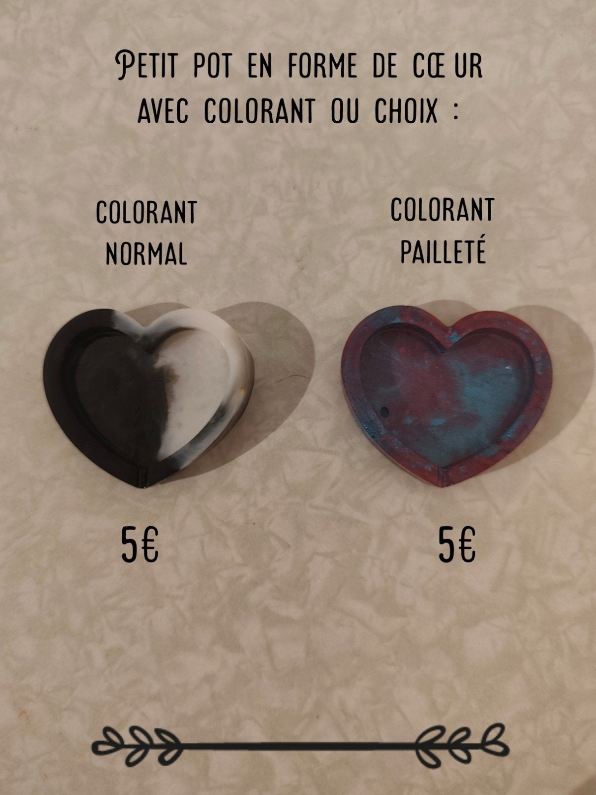 Petit pot en forme de cœur avec couleur choisissables