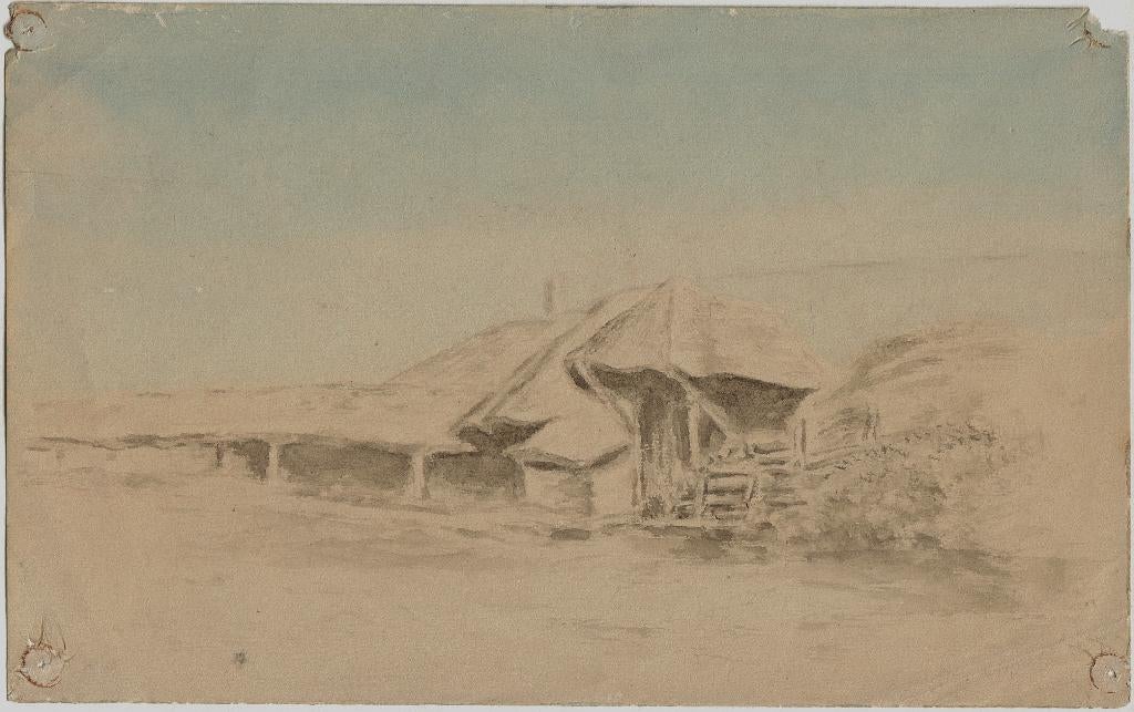 Niels D. naar Karel Robert aquarel "Boerderij", Antiek en Kunst, Kunst | Tekeningen en Fotografie, Ophalen