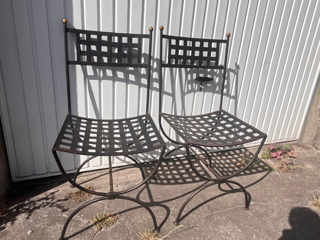 Set van 2 smeedijzeren bistro-/terrasstoelen, Tuin en Terras, Tuinsets en Loungesets, Overige materialen, Gebruikt, Stoel, Tuinset