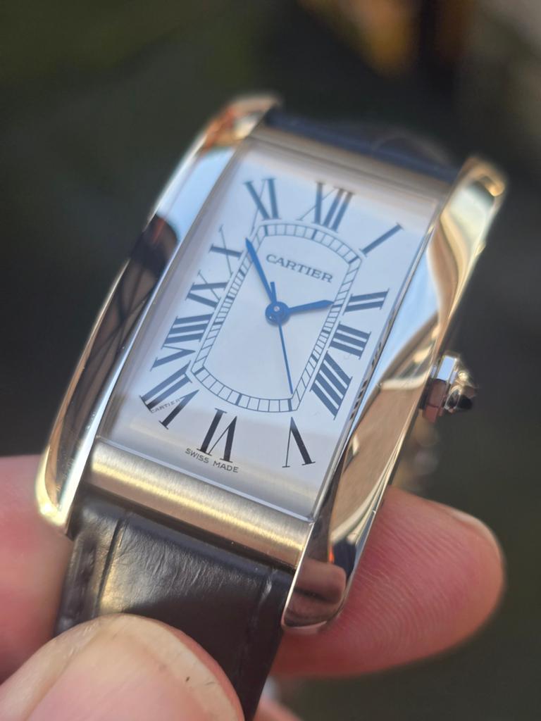 Cartier tank americaine automaat fullset, Ophalen of Verzenden, Staal, Staal