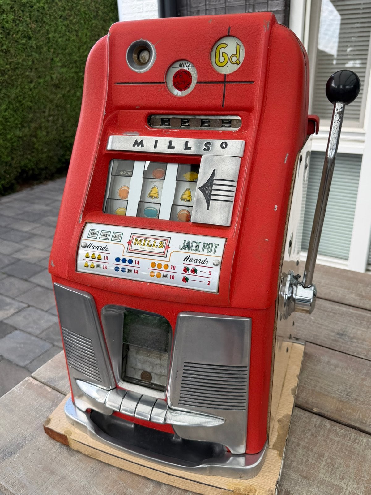 Mills high top jackpot / bandiet / gokkast, Verzamelen, Automaten | Gokkasten en Fruitautomaten, Overige munten, Ophalen, Gebruikt