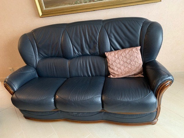 leren salon, Huis en Inrichting, Ophalen, Gebruikt, Hout