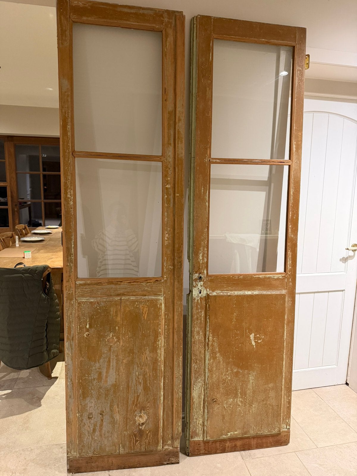 Koppel antieke deuren, Doe-het-zelf en Bouw, Ophalen, Gebruikt, 215 cm of meer, Binnendeur