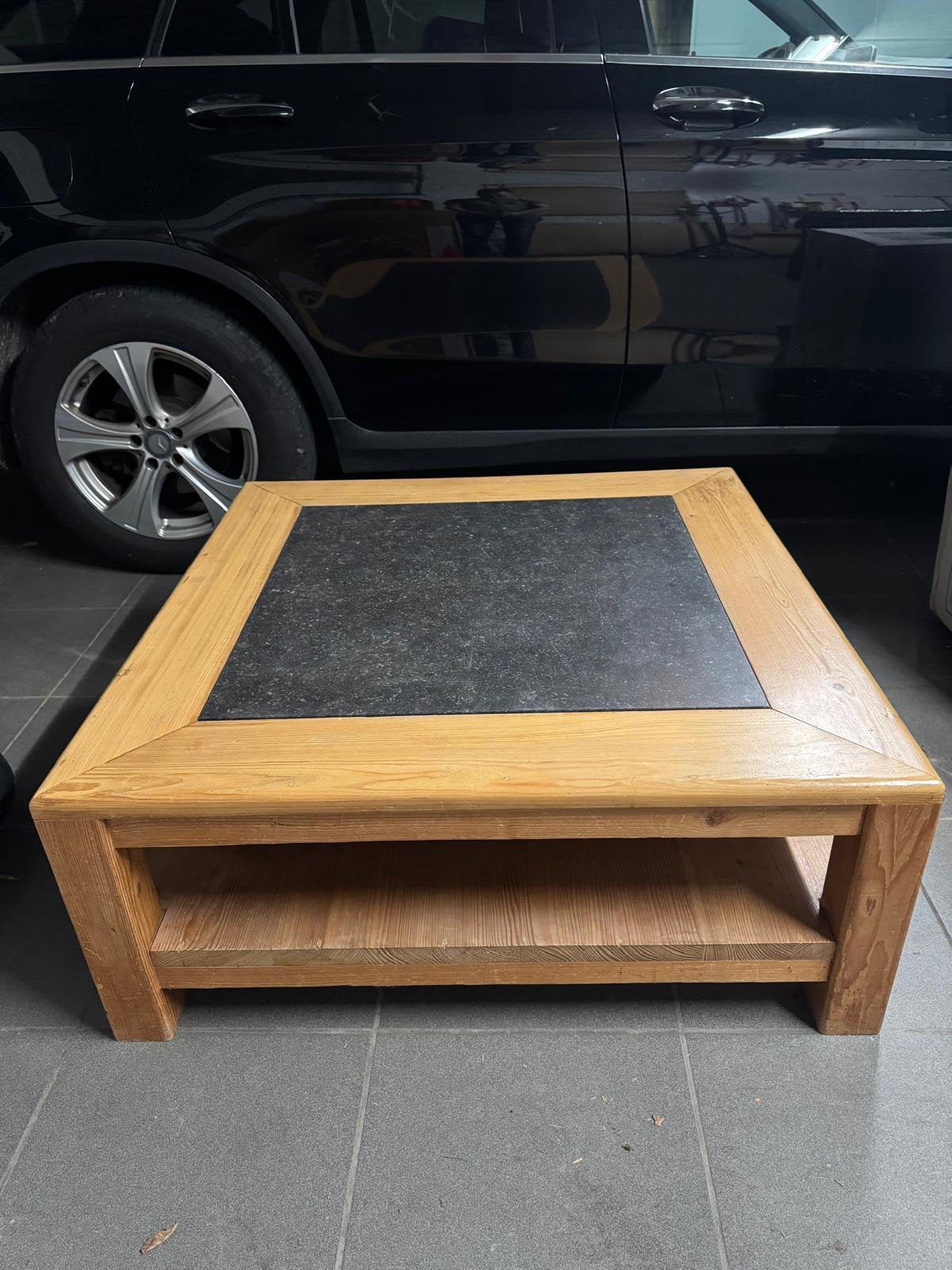 Mooi vierkanten salontafel met blauwe steen, Ophalen, Gebruikt, Vierkant, Minder dan 50 cm