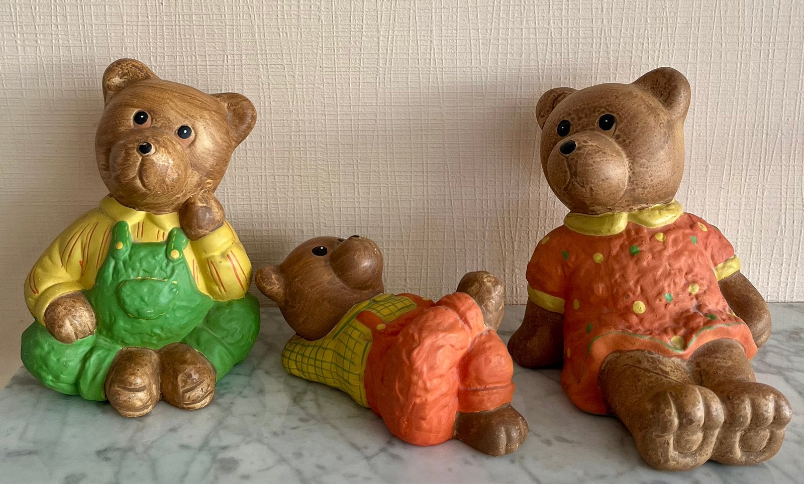 Set van drie kleurrijke keramieken beren (incl spaarfunctie), Ophalen, Zo goed als nieuw