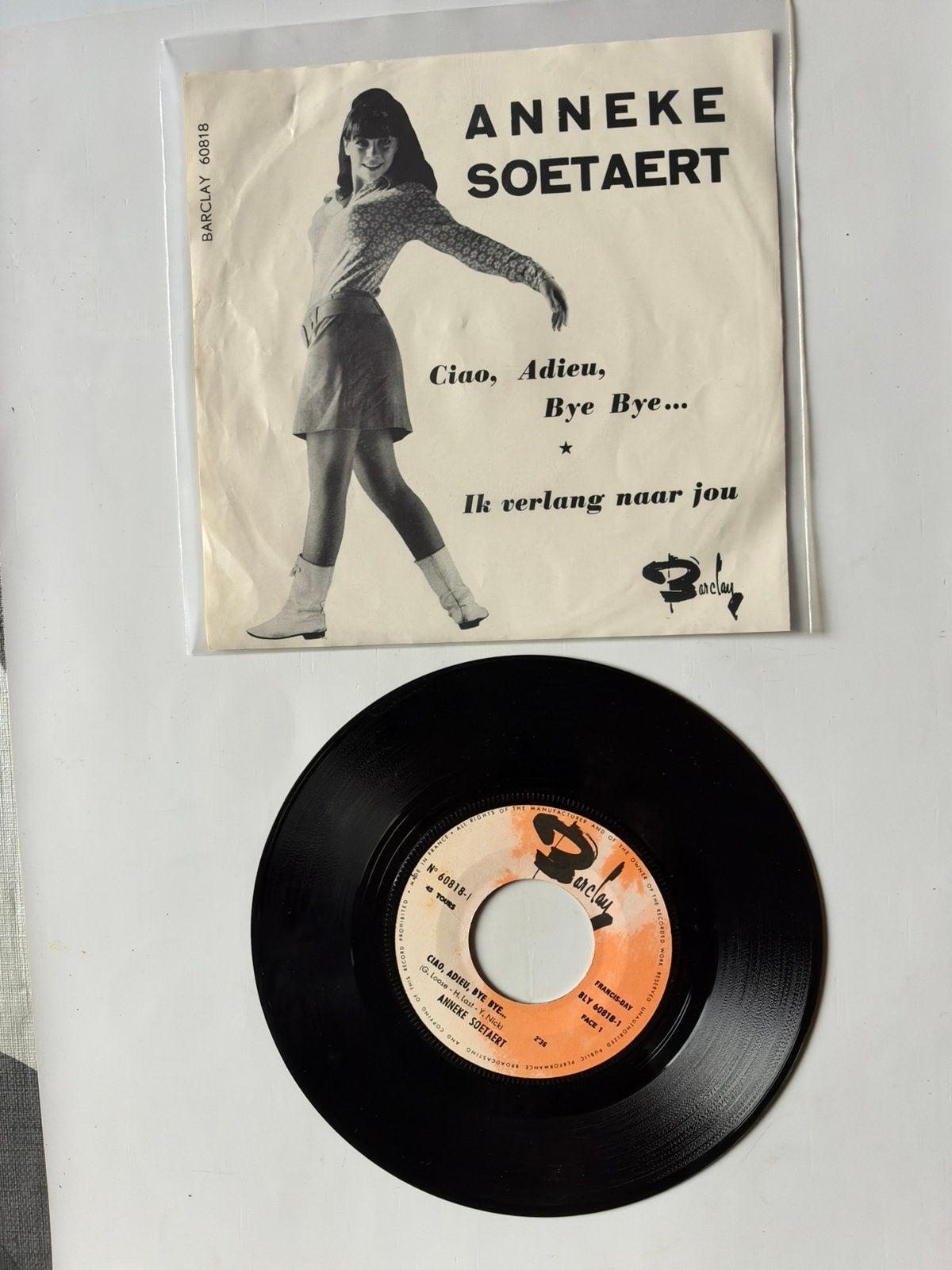 Anneke Soetaert: ciao, adieu, bye, bye ( belpop; 1967), Verzenden, Zo goed als nieuw