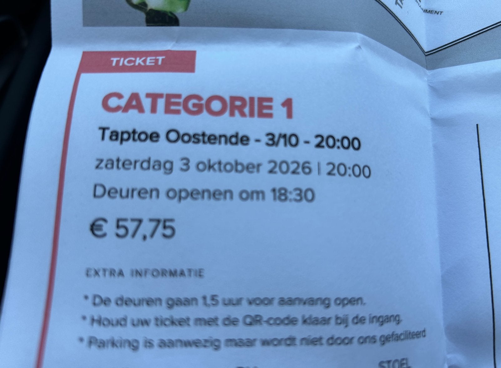 Inkomkaarten Taptoe Oostende