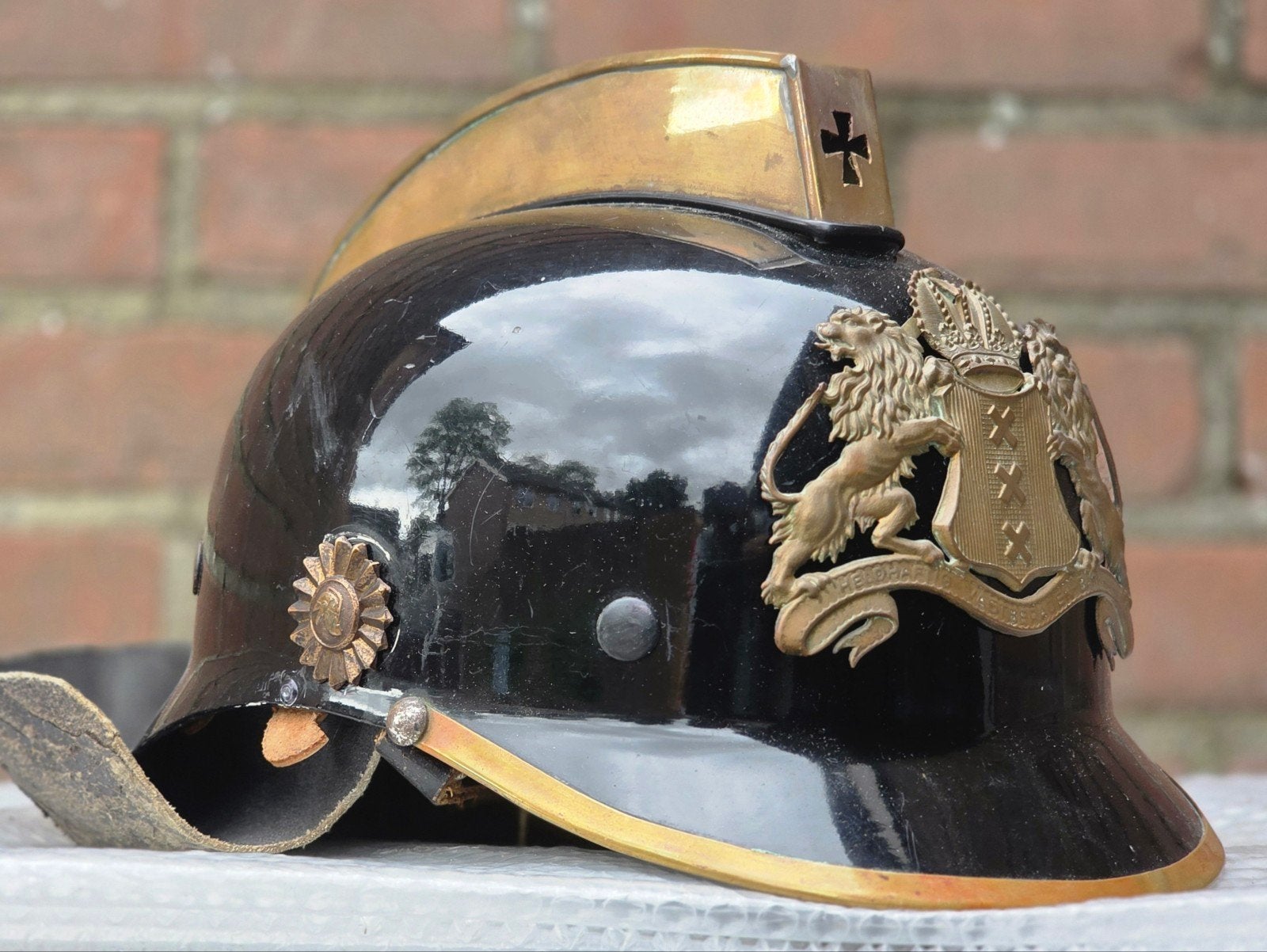brandweerhelm brandweer Nederland Amsterdam casque pompier, Ophalen of Verzenden