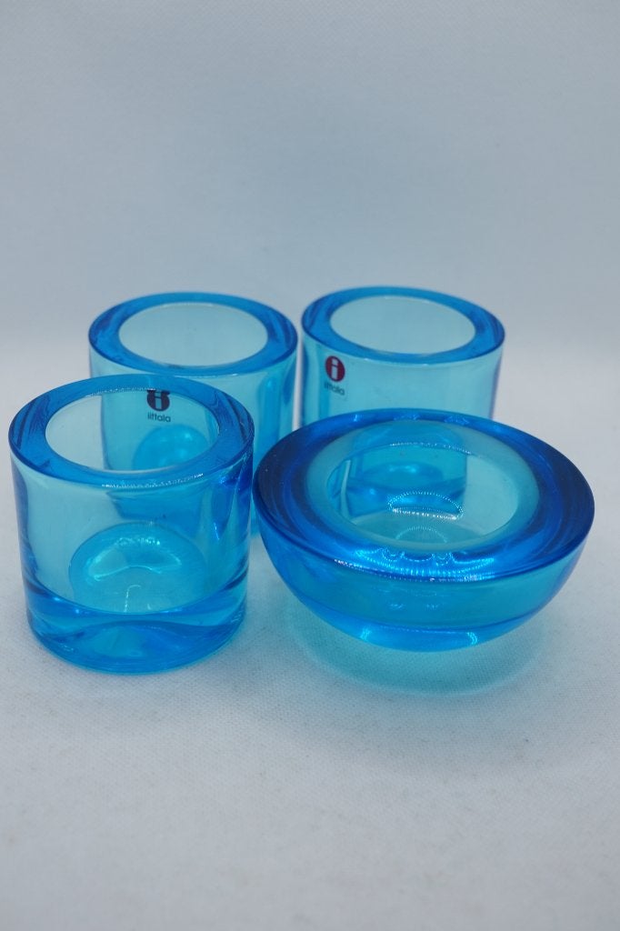 Lot 3x Kivi + 1x Ballo theelichthouder iittala Finland, Huis en Inrichting, Gebruikt, Blauw, Waxinelichthouder, Ophalen of Verzenden